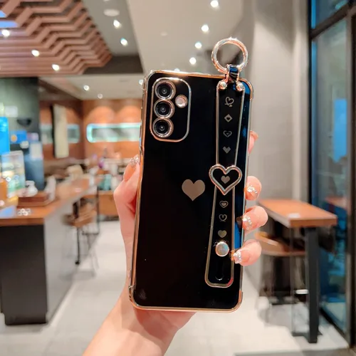 Miniatura 3 de DEFBSC Funda compatible con Samsung Galaxy A14 5G, con borde galvanizado con correa para la muñeca, protección completa de la cámara, esquinas Negro