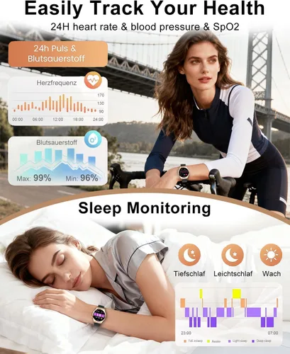 Miniatura 3 de Relojes inteligentes para mujer, 1.27 pulgadas, pantalla táctil TFT, reloj inteligente para responder/hacer llamadas, seguimiento de actividad
