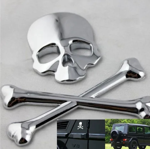 Miniatura 3 de emblema 3D, logotipo, calcomanía, insignia de calavera y huesos cruzados y piratas de metal cromado para Suzuki Kawasaki Harley Yamaha Honda