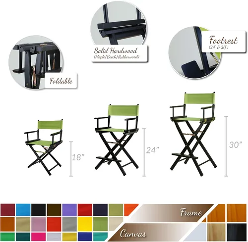 Miniatura 3 de Casual Home - Silla de director de 24 in, marco blanco, lona gris, altura de mostrador