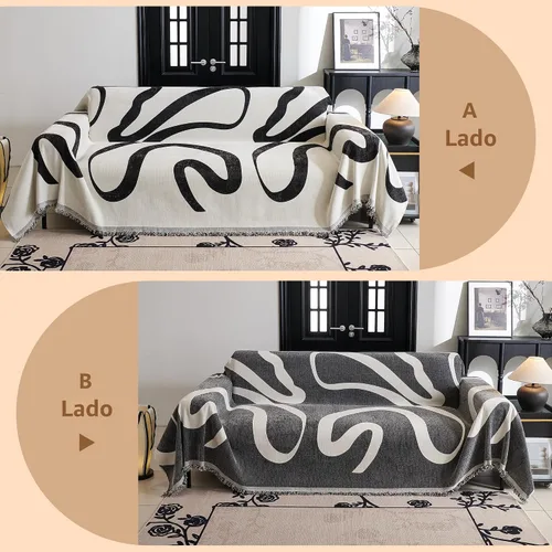 Miniatura 3 de MYSKY HOME - Funda de sofá bohemia supersuave para sofá de 2 a 3 plazas, funda de sofá de jacquard negro, para sofá biplaza y futón, funda para sofá