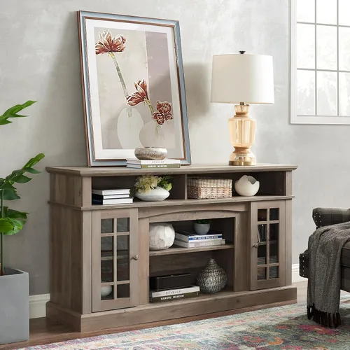 Miniatura 12 de Farmhouse Classic Media - Soporte de TV antiguo para TV de hasta 50 pulgadas con espacio de almacenamiento abierto y cerrado