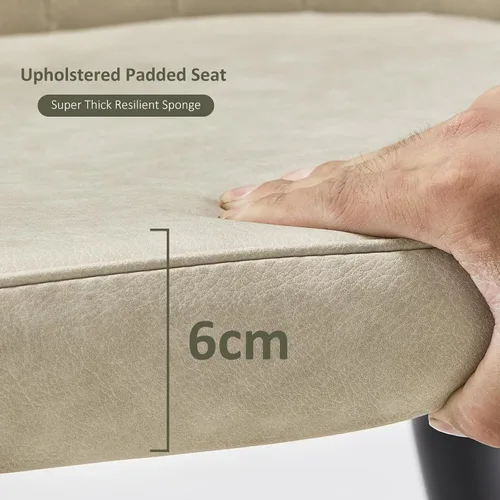 Miniatura 5 de TUKAILAi Juego de 2 sillas de comedor modernas, tapizadas de piel sintética con respaldo curvado y patas de metal, cómodas sillas laterales