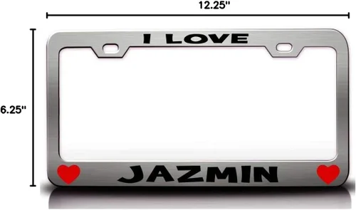 Miniatura 2 de Amo Jazmin w/Corazones Romántico Metal Coche SUV Camión Placa Marco Ch r47