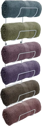 Miniatura 10 de Sorbus Toallero de baño – Toallero de metal de 5 niveles con estante de madera para toallas de baño enrolladas, toallas de baño, ropa de cama