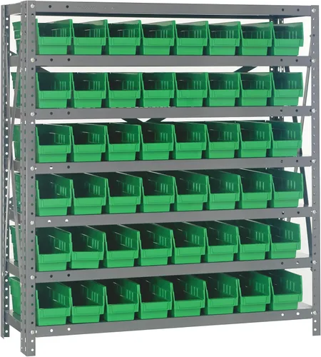 Miniatura 41 de Quantum QSBU-245BK Heavy Duty Shelving Unit with (7) Shelves and (24) QUS245 Black Bins for Garage Warehouse Storage Distribution 400 lb Load
