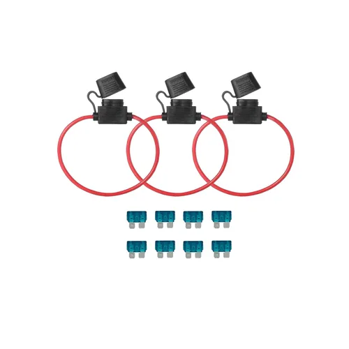 Miniatura 9 de Portafusibles automotrices, 3 piezas en línea calibre 16, fusible estándar 6pcs 10A, cumple con ROHS, IEC 60269