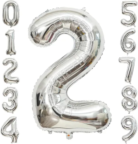Miniatura 26 de Globos de 0 números plateados 0 globos de número 40 pulgadas número 0 globos de aluminio Mylar