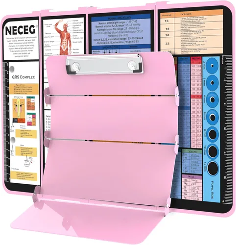 Portapapeles de Enfermería Plegable - 4 Capas de Aluminio, Portapapeles Plegable para Enfermera, Edición Médica de Enfermería, Hojas de Referencia,
