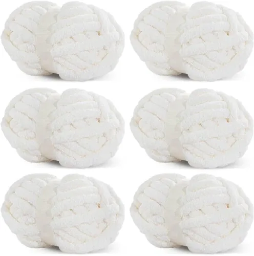 Miniatura 28 de HOMBYS Hilo de Chenille Grueso Carbón para Crochet, Hilo Grueso Espeso y Esponjoso para Tejer, Hilo Súper Grueso para Tejer Mantas a Mano, Hilo