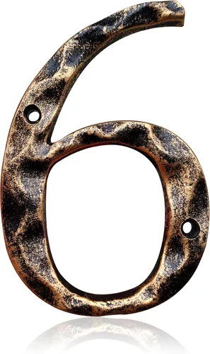 Miniatura 17 de Números y letras de casa de 5.5 pulgadas, número de dirección de casa de metal de hierro fundido altamente visible para buzón de oficina de calle