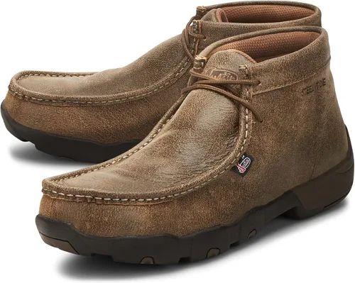 Miniatura 7 de Justin Cappie - Botas de Trabajo con Punta de Acero para Hombres - Botas Chukka de Cuero de Grano Completo con Puntera Moc con Suela Resistente al