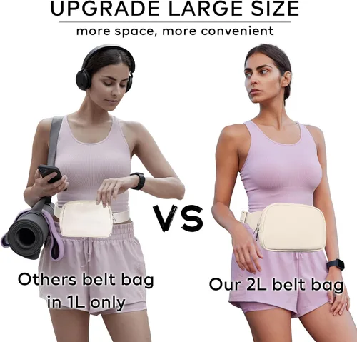 Miniatura 2 de Everywhere - Riñonera grande de 2 litros, impermeable para todas partes, para mujeres y hombres con correa ajustable, Blanco, Moda