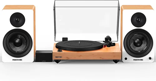 Fluance Reference RT83 Tocadiscos de vinilo de alta fidelidad con preamplificador de fono PA10 y altavoces Ai61 de 6,5 pulgadas, cartucho rojo