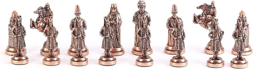 Miniatura 4 de Juego de ajedrez de metal otomano vs bizantino para adultos, piezas hechas a mano y diseño de mosaico, tablero de ajedrez de madera, tamaño King