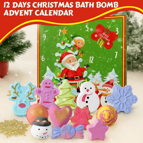 Miniatura 2 de Calendario de Adviento de Navidad 2025 Bombas de Baño Regalos para Niños - 12 PIEZAS Bombas de Baño de Burbujas Sorprendentes Adentro, Calendario