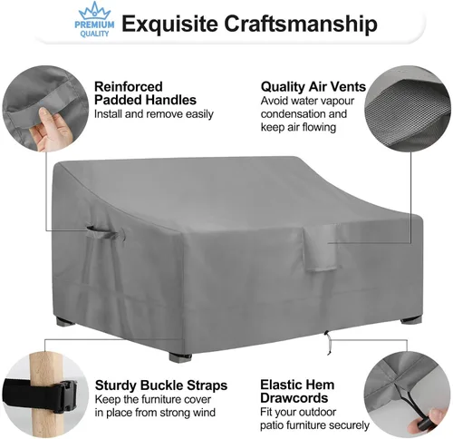 Miniatura 5 de OutdoorLines Funda impermeable para sofá de 3 plazas para patio al aire libre, resistente a los rayos UV, fundas para muebles de patio, resistentes