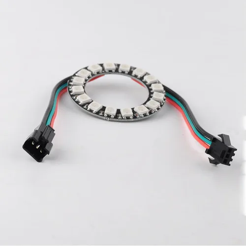 Miniatura 3 de 2 unids 16 bits WS2812 5050 RGB LED anillo lámpara luz etapa luz con controlador de anillo RGB integrado a todo color para Arduino Raspberry Pi ESP32