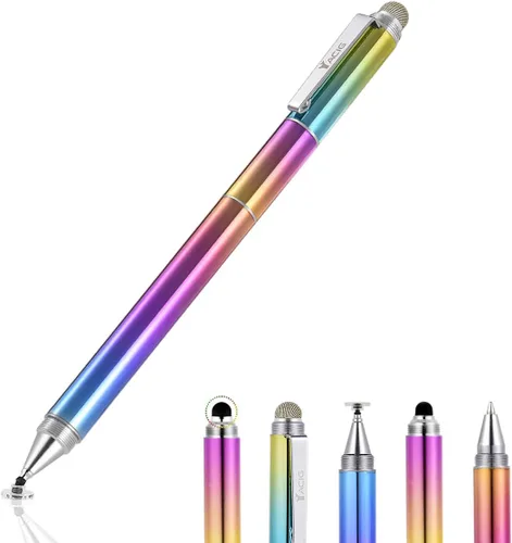 Lápiz capacitivo, 4 en 1, pantalla táctil de alta sensibilidad y precisión, punta de disco transparente, punta de goma negra y punta de fibra de