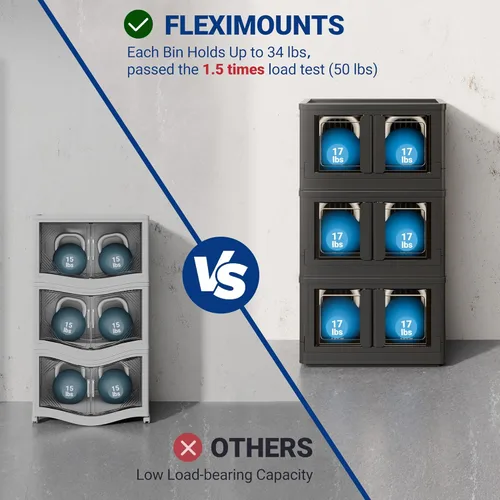 Miniatura 3 de FLEXIMOUNTS 75 QT Contenedores de almacenamiento apilables con tapas, contenedores de almacenamiento de plástico plegables, organizadores de armario