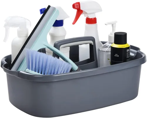 Miniatura 9 de Haundry Organizador grande de limpieza con asa, organizador de cesta de almacenamiento de herramientas de limpieza, organizador de cubo resistente