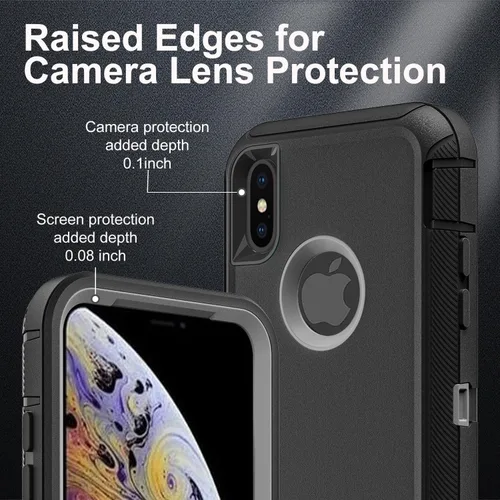 Miniatura 3 de YKHJKLEC Funda para iPhone X/iPhone Xs, grado militar 3 en 1, resistente a los golpes, a prueba de caídas, polvo con 2 protectores de pantalla
