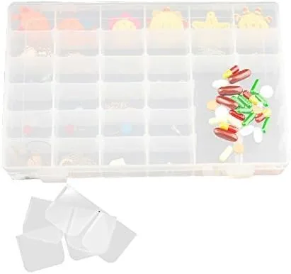 Miniatura 2 de Joyero de plástico transparente de 36 rejillas con separadores extraíbles