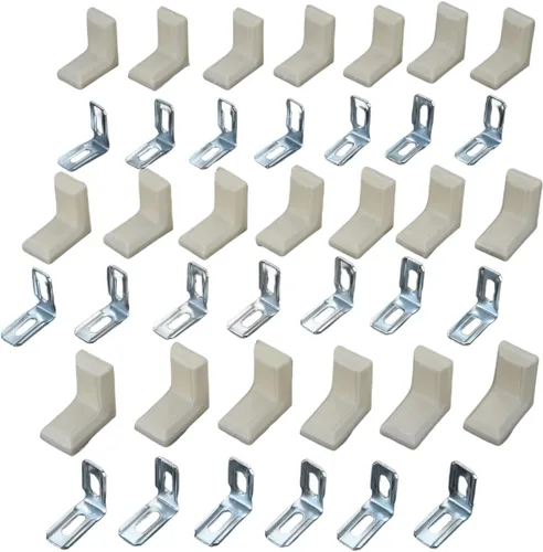 Miniatura 10 de dophee 20 soportes de esquina de metal en forma de L de 90 grados con cubierta de plástico, junta de esquina en ángulo recto para estantes, muebles