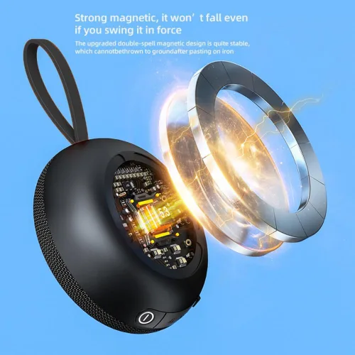 Miniatura 8 de Altavoz Bluetooth magnético de 6 W con sonido HiFi con reproducción de tarjeta TF, micrófono integrado, BT5.3, emparejamiento TWS, IPX6 impermeable