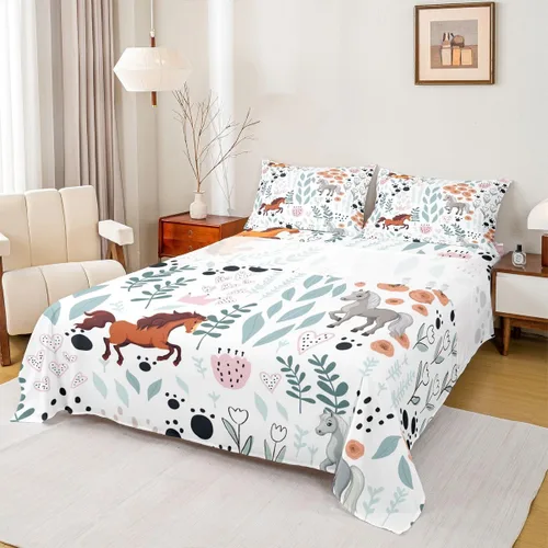 Miniatura 14 de Erosebridal Juego de sábanas de animales de la selva para niñas y niños, juego de sábanas de safari salvaje con diseño de elefante, oso, tigre