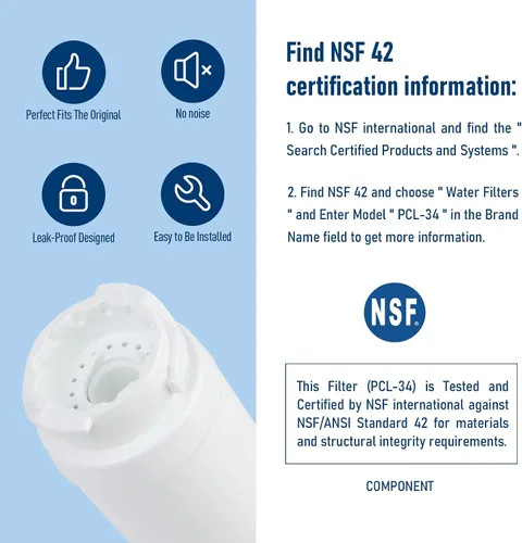 Miniatura 6 de Filtro de agua KWF1000, filtro certificado NSF 42 y 372, repuesto para filtro de agua transparente intensivo Miele 11513640 KWF1000