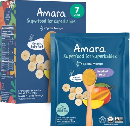Miniatura 24 de Amara Alimento orgánico para bebés, etapa 3, grano antiguo, cereales para bebés para mezclar con leche materna, agua o fórmula para bebés, bolsas