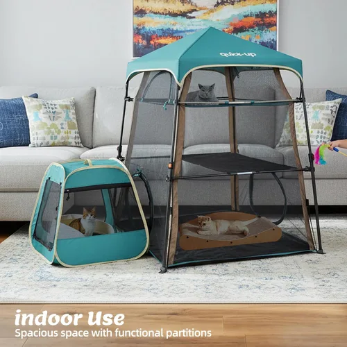 Miniatura 2 de Catio extragrande para gatos al aire libre, tienda de campaña 3 en 1 para gatos con túnel/cubo desplegable, catio portátil, tienda de campaña