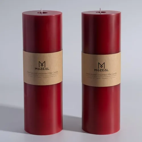 Miniatura 93 de MOZEAL Velas grandes sin perfume vertidas a mano de 3 x 8 pulgadas, sin humo, juego de 2, combustión lenta, sin goteo, aproximadamente 150 horas