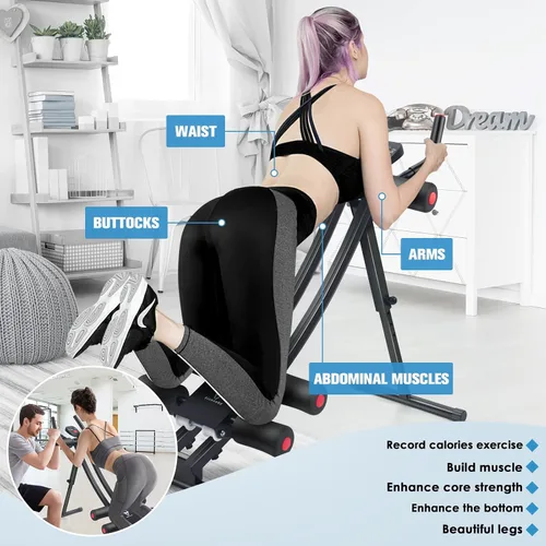Miniatura 6 de Entrenador Abdominal, Máquina AB Ajustable en Casa o Gimnasio para Entrenamiento de Fuerza del Core, Equipo de Fitness Plegable para Abdominales