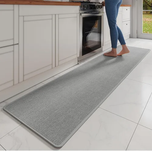 Miniatura 47 de YDKGL Tapetes de cocina para piso, alfombras de cocina súper absorbentes, antideslizantes, lavables, de lino sintético suave trenzado, alfombra