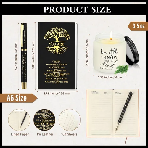 Miniatura 3 de Hushee 4 piezas de regalos cristianos para hombres, taza de café del hombre de Dios, diario de oración, vela perfumada, bolígrafo bíblico, regalos