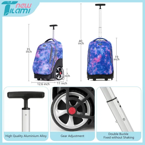 Miniatura 89 de NEW TILAMI Mochila con ruedas de 19 pulgadas con bolsa de almuerzo para niñas y niños, mochila para laptop con ruedas, bolsa de mano duradera