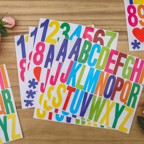 Miniatura 3 de 220 piezas/8 hojas de letras mayúsculas con símbolos, 3 pulgadas autoadhesivo en mayúsculas número del alfabeto para pósteres, tableros