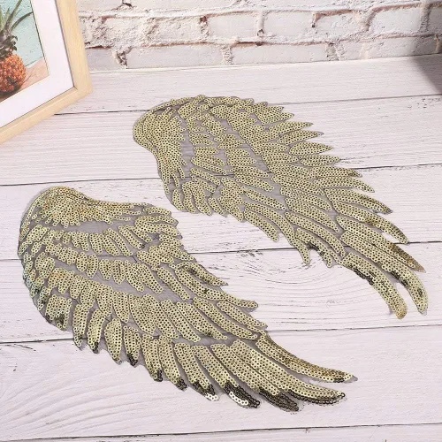 Miniatura 7 de 2 pares de parches de alas de lentejuelas, parches decorativos para coser con alas de ángel grandes, apliques para ropa, chaqueta, jeans, camiseta