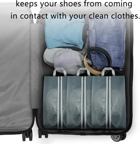 Miniatura 7 de Moyad Bolsa de zapatos de viaje para hombres y mujeres, paquete de 2 bolsas grandes XXL con cremallera, organizador de zapatos, bolsa