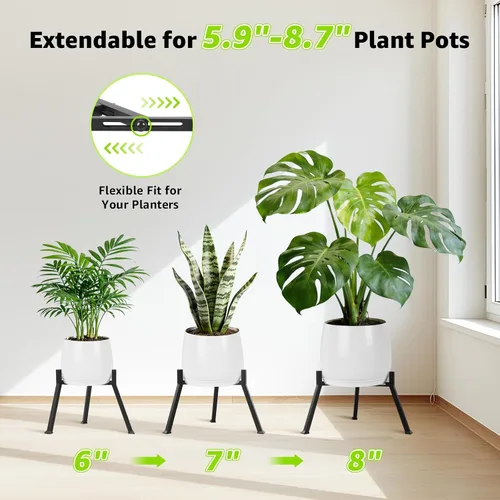 Miniatura 2 de Soporte de metal para plantas para interiores y exteriores, soporte de metal antioxidante, soportes de esquina estables para macetas de 5.9 a 8.7