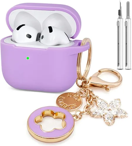 Miniatura 9 de Koujaon Airpods 4 Fundas de silicona protectora para Airpod 4 con llavero brillante para auriculares inalámbricos Apple AirPods de 4ª