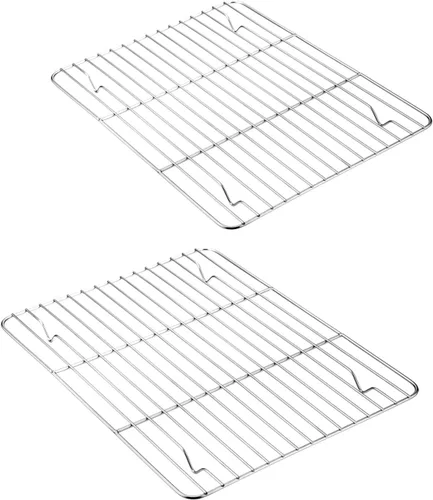 Miniatura 11 de E-far Juego de 2 estantes pequeños para hornear, de acero inoxidable, tamaño de 8.6 x 6.2 pulgadas, no tóxico y libre de óxido, apto para horno