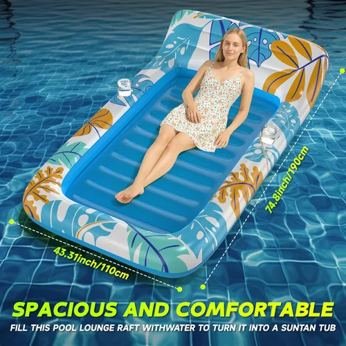 Miniatura 6 de CACSPS Flotadores inflables de piscina para adultos, sillas flotantes con portavasos, flotadores de piscina resistentes para diversión acuática