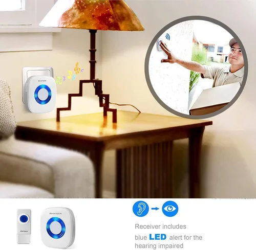 Miniatura 2 de Timbre inalámbrico con 2 receptores, 2 botones, kit de timbre de puerta impermeable para puerta delantera, rango de 1300 pies, 58 campanillas, 5