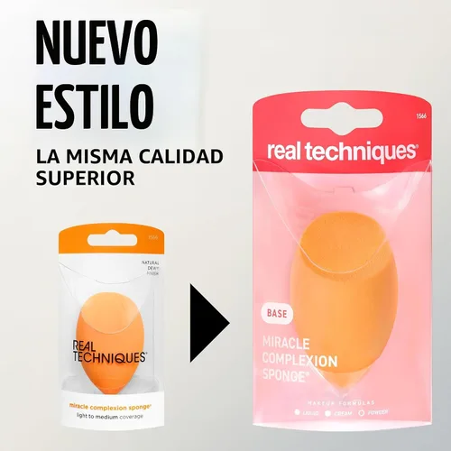 Miniatura 5 de Real Techniques Esponja Miracle Complexion, esponja mezcladora de maquillaje, para base líquida y crema, ofrece cobertura ligera a media, maquillaje
