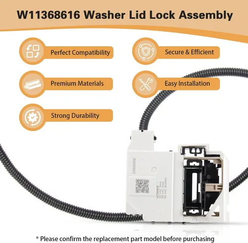 Miniatura 7 de W11368616 Conjunto de bloqueo de tapa de arandela, reemplaza W11670519, AP7214714 para Whirlpool & Maytag, reemplazo del pestillo de puerta