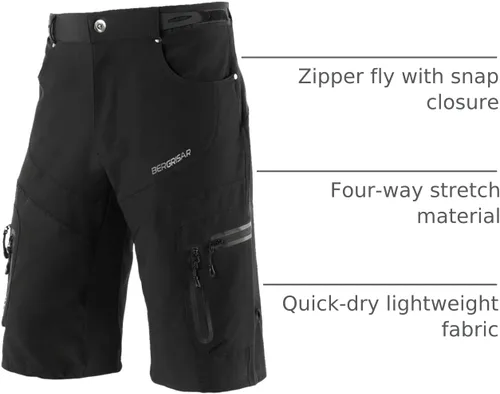Miniatura 14 de BERGRISAR Pantalones cortos de ciclismo para hombre, corte holgado, con 6 bolsillos