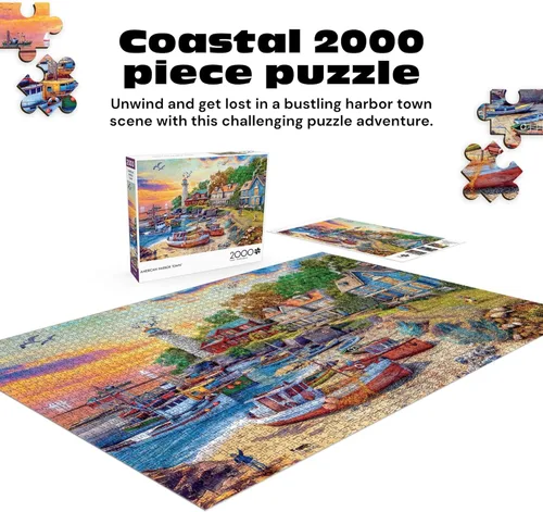 Miniatura 2 de Buffalo Games Dominic Davison American Harbor Town - Rompecabezas de 2000 piezas - 38.5 x 26.5 pulgadas, póster incluido - Piezas de corte